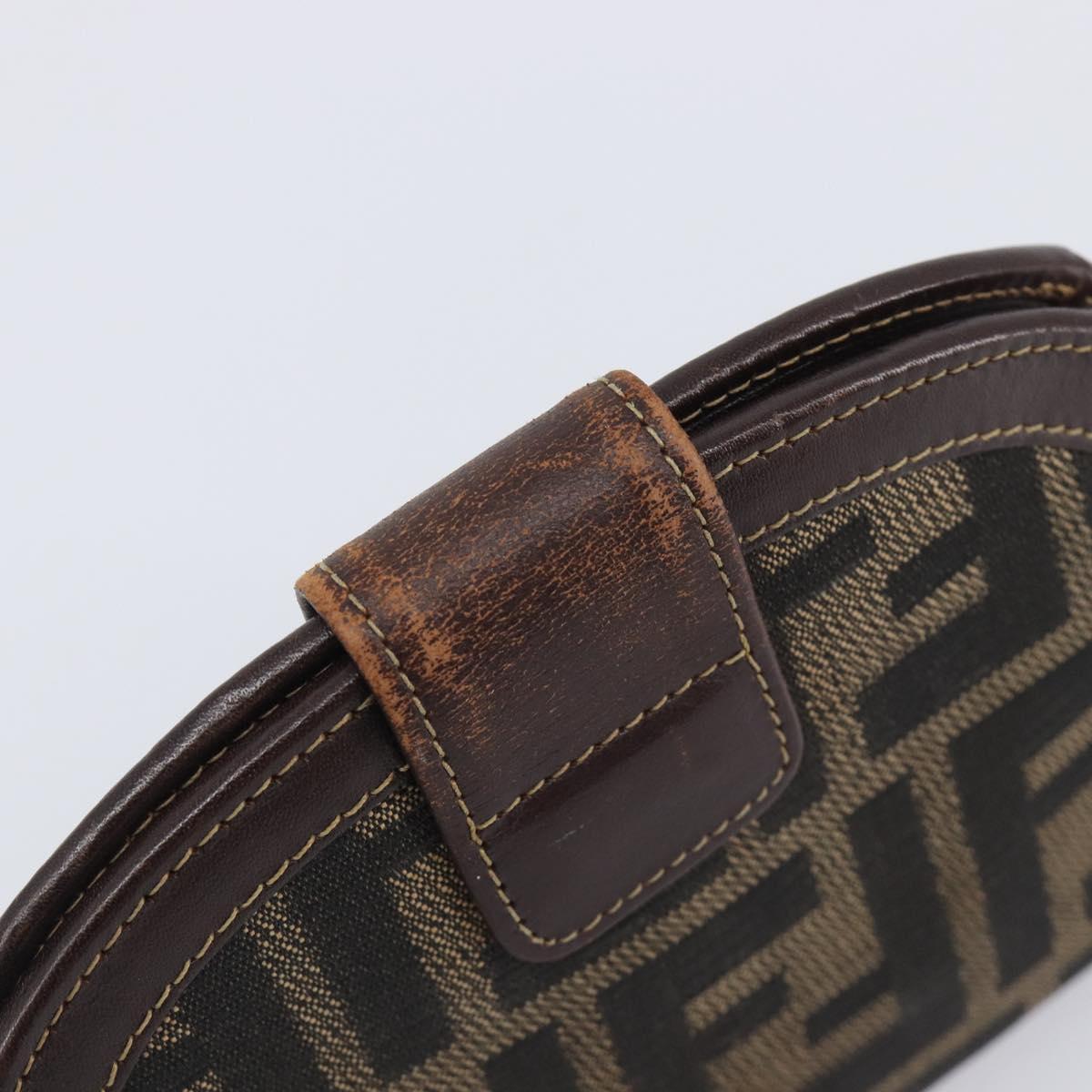 FENDI Zucca Canvas Wallet Brown Auth 209784A