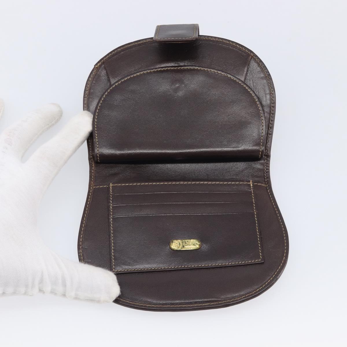 FENDI Zucca Canvas Wallet Brown Auth 209784A