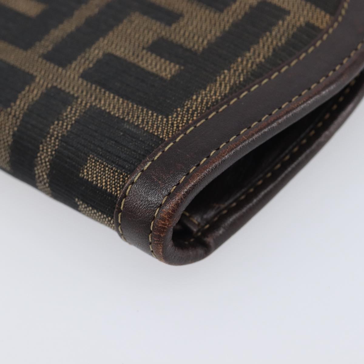 FENDI Zucca Canvas Wallet Brown Auth 209784A