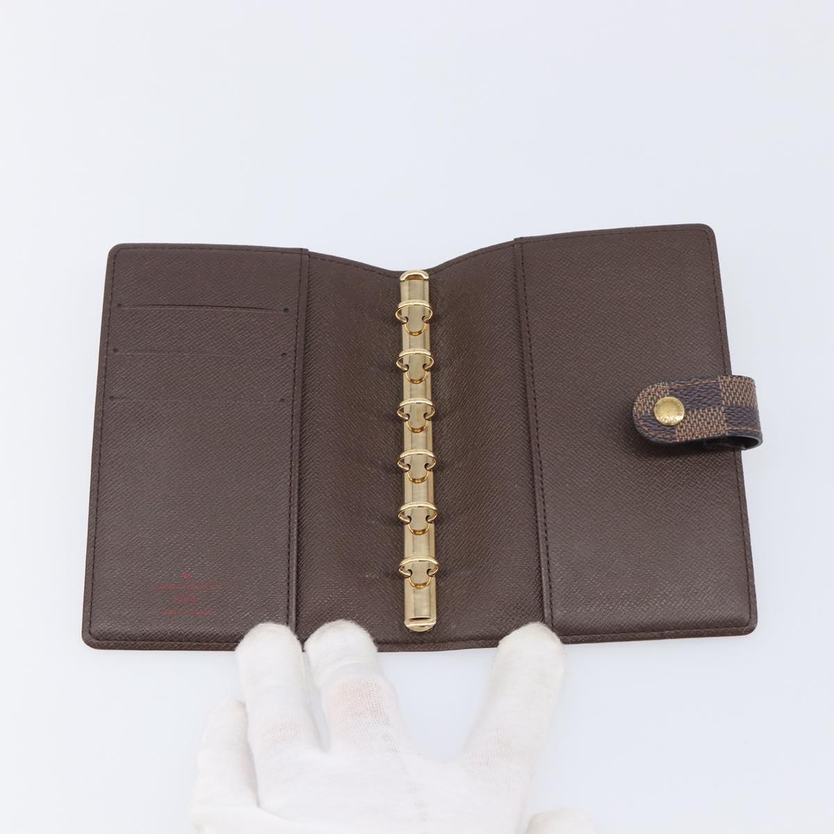 LOUIS VUITTON Damier Ebene Agenda PM Day Planner Cover R20029 LV Auth 209789