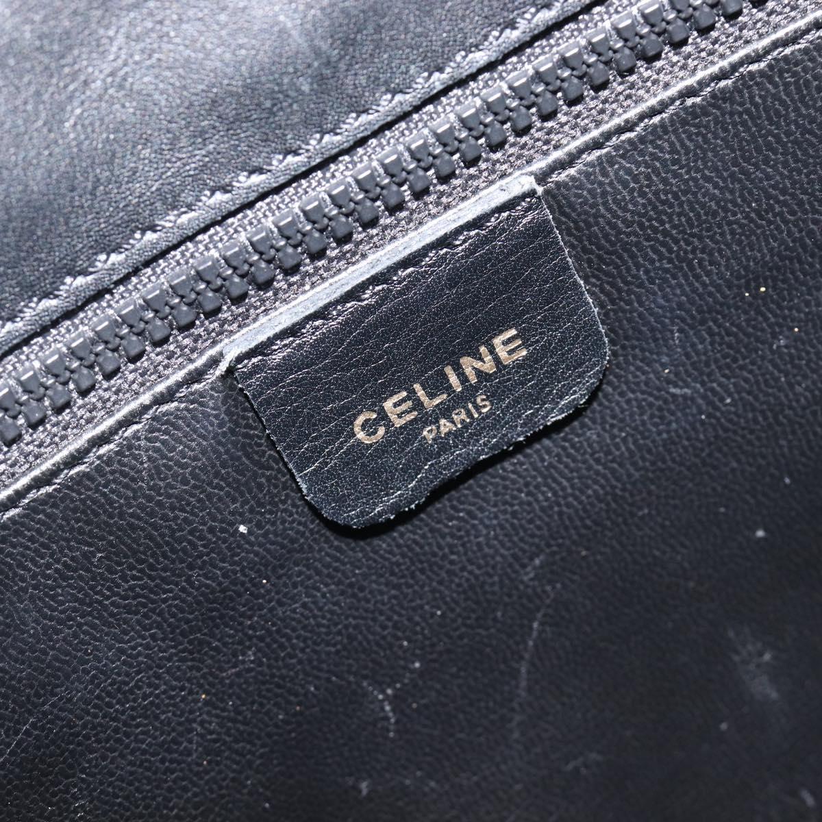 CELINE Shoulder Bag Leather Black Gold Tone Auth 209795