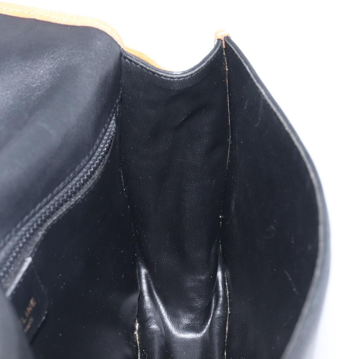 CELINE Shoulder Bag Leather Black Gold Tone Auth 209795