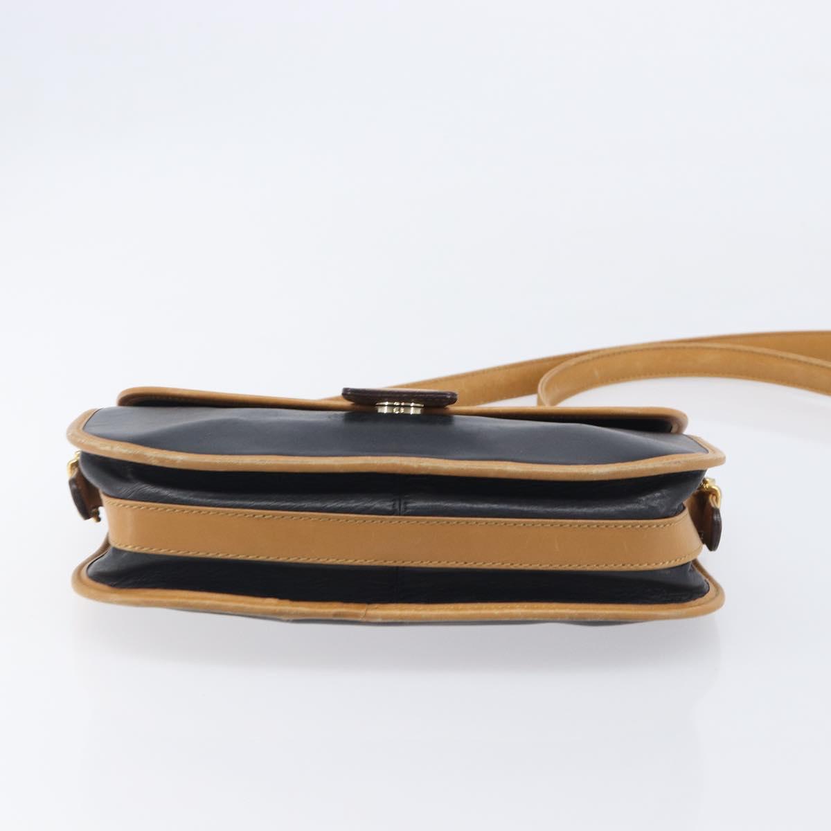 CELINE Shoulder Bag Leather Black Gold Tone Auth 209795