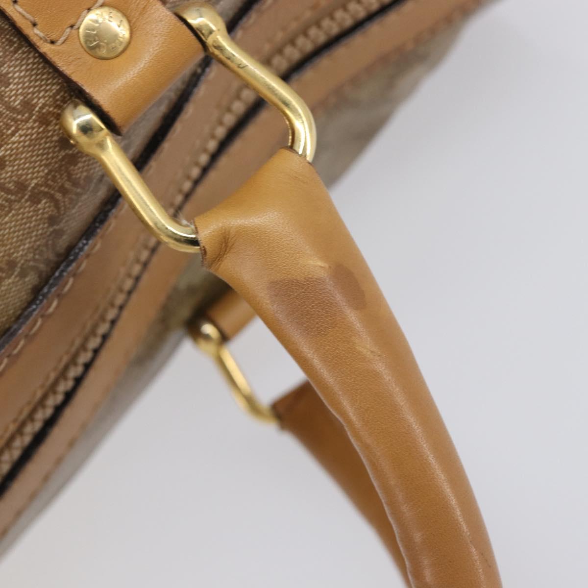 CELINE Macadam Boston Bag PVC Beige Gold Tone Auth 209796