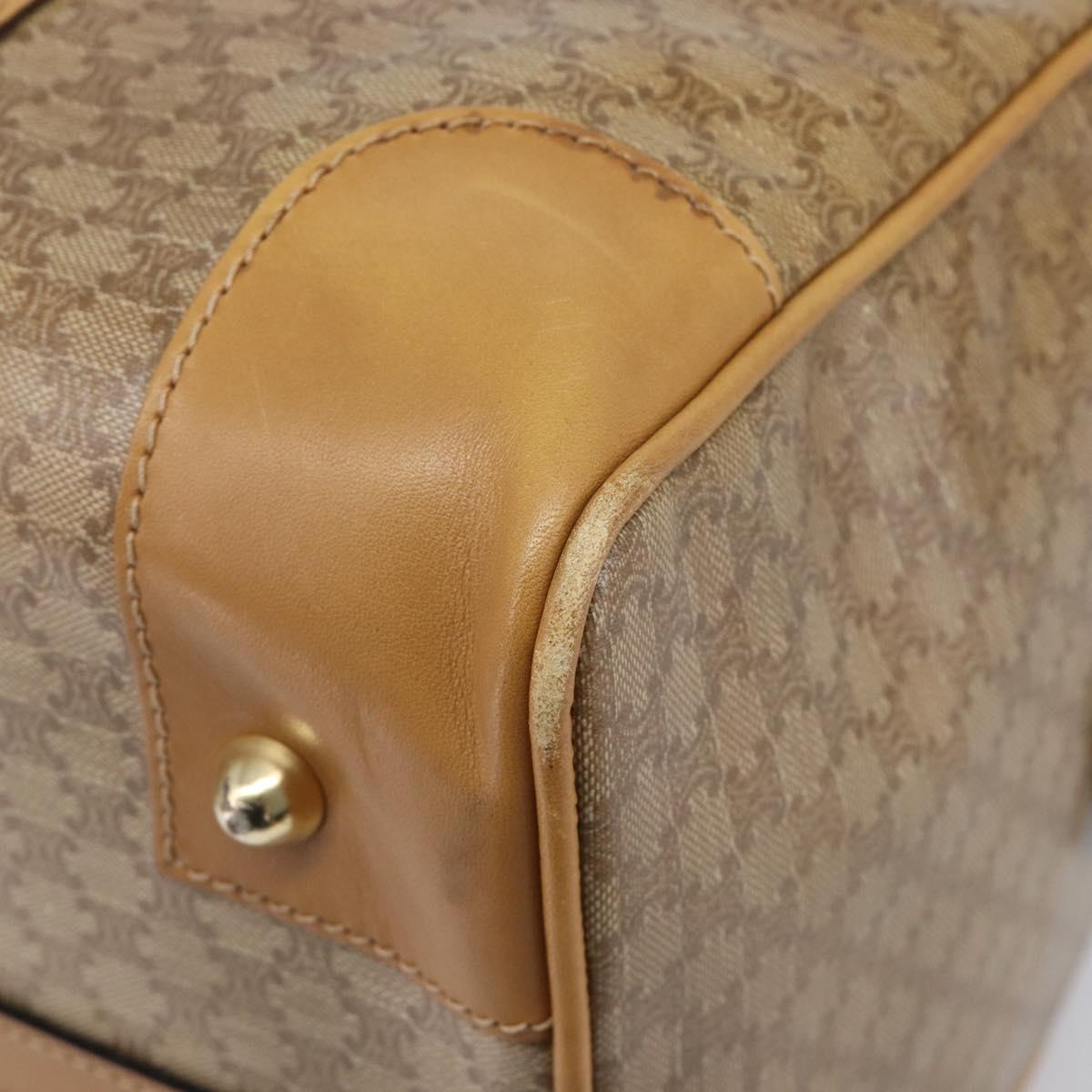 CELINE Macadam Boston Bag PVC Beige Gold Tone Auth 209796