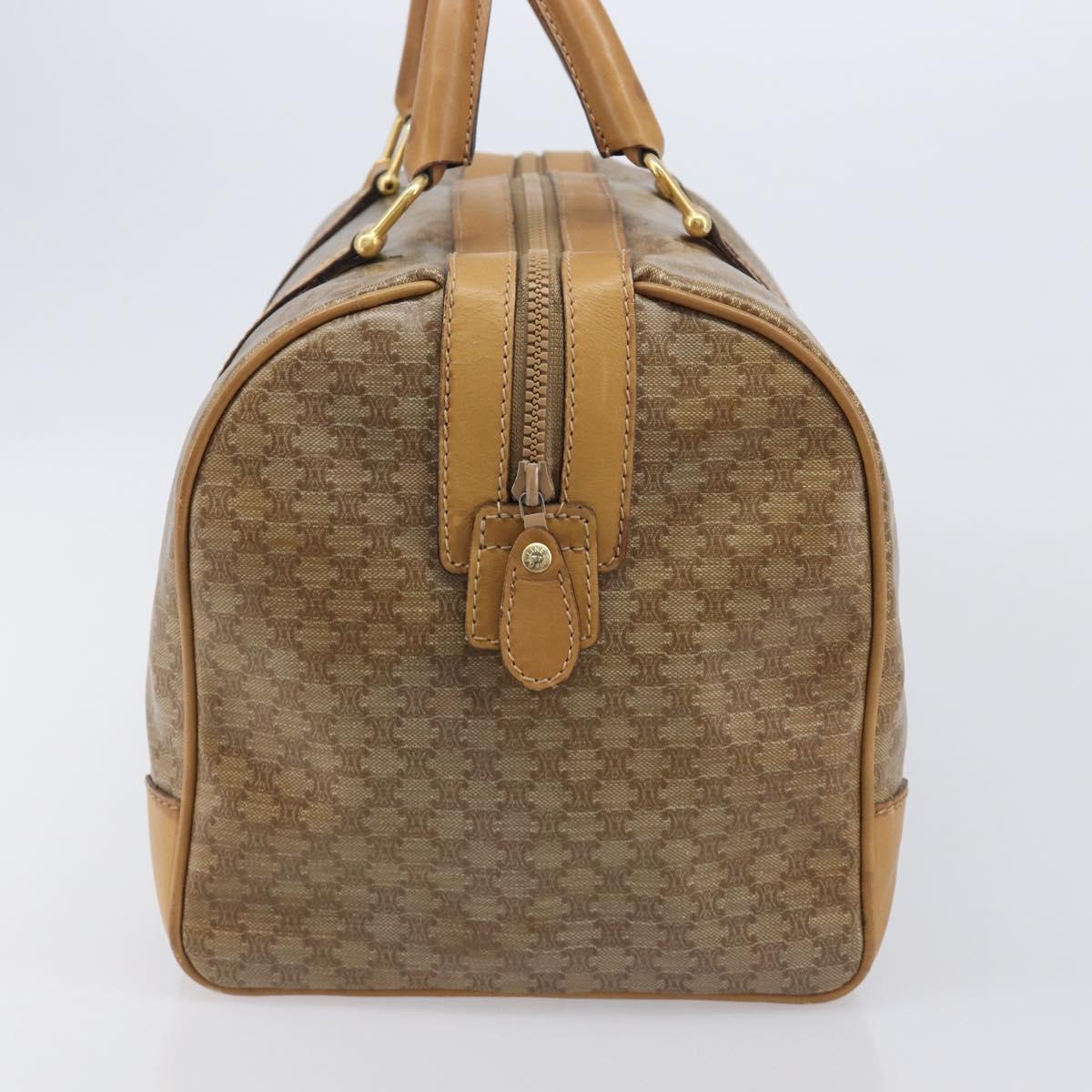 CELINE Macadam Boston Bag PVC Beige Gold Tone Auth 209796