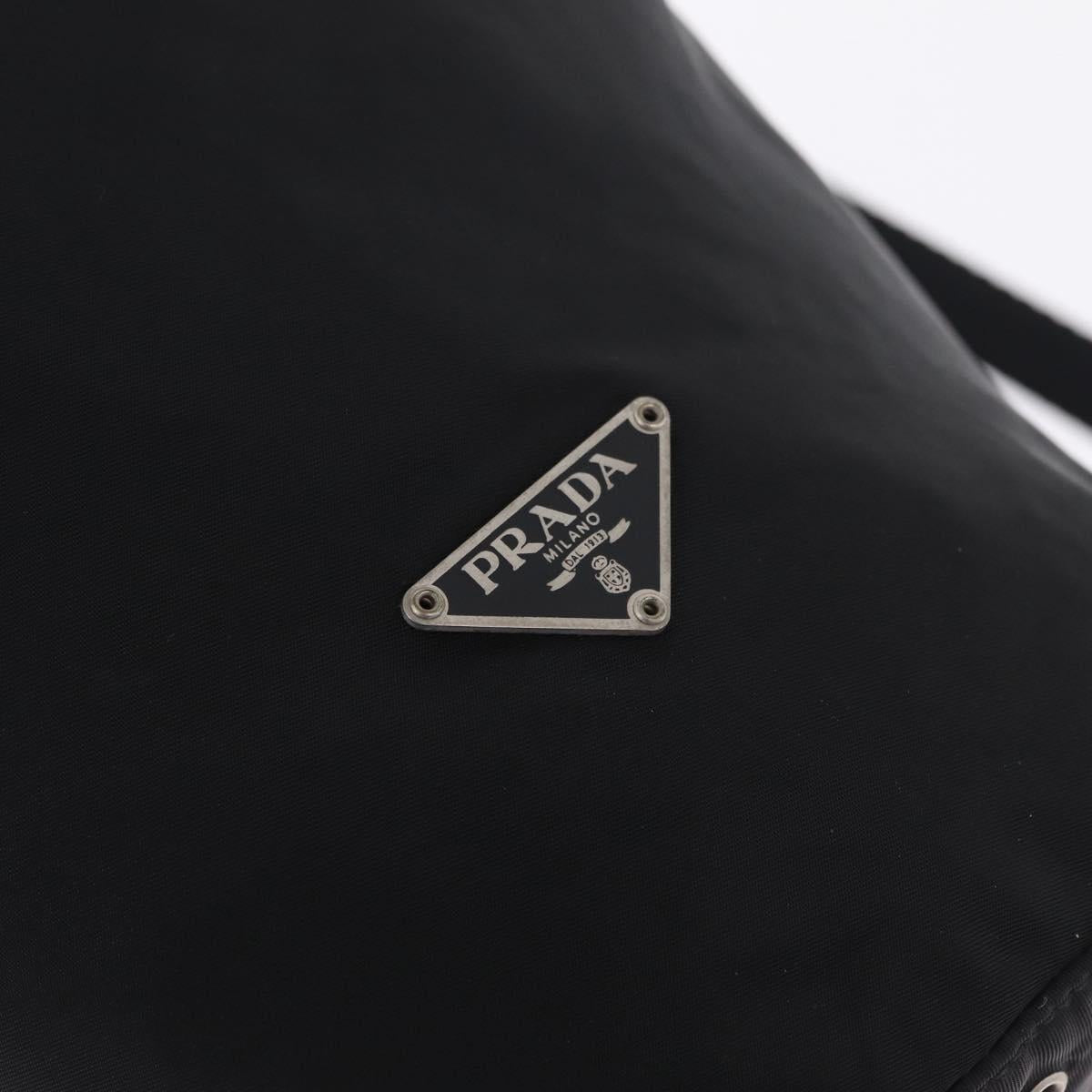 PRADA Shoulder Bag Nylon Black Silver Auth 209798A