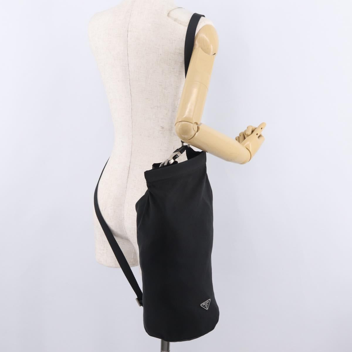 PRADA Shoulder Bag Nylon Black Silver Auth 209798A