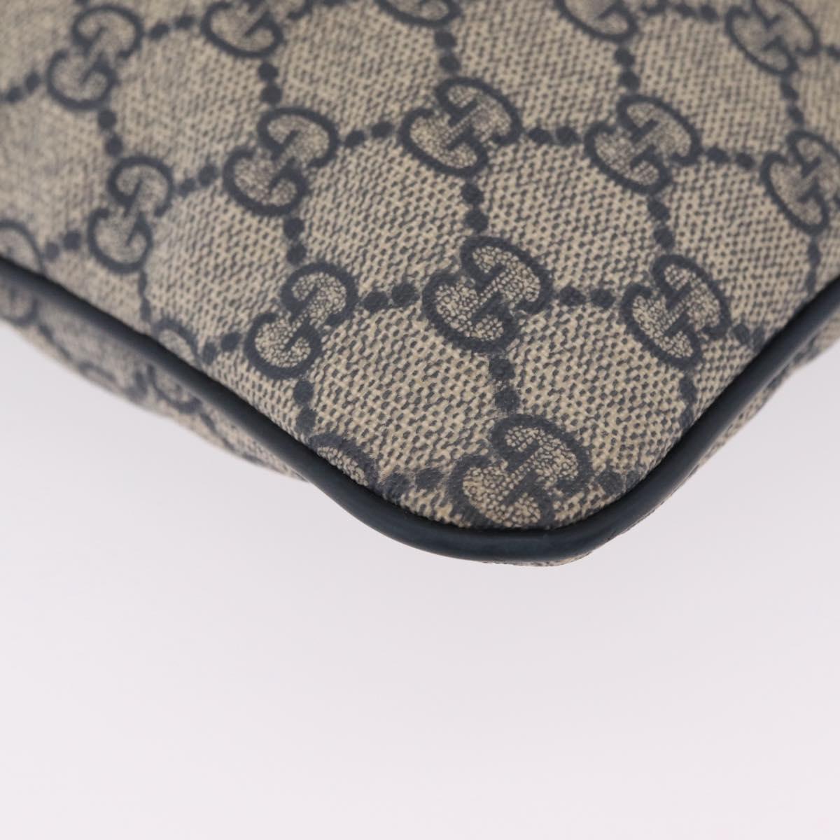 GUCCI GG Supreme Shoulder Bag PVC Navy Silver 201446 Auth 209799A