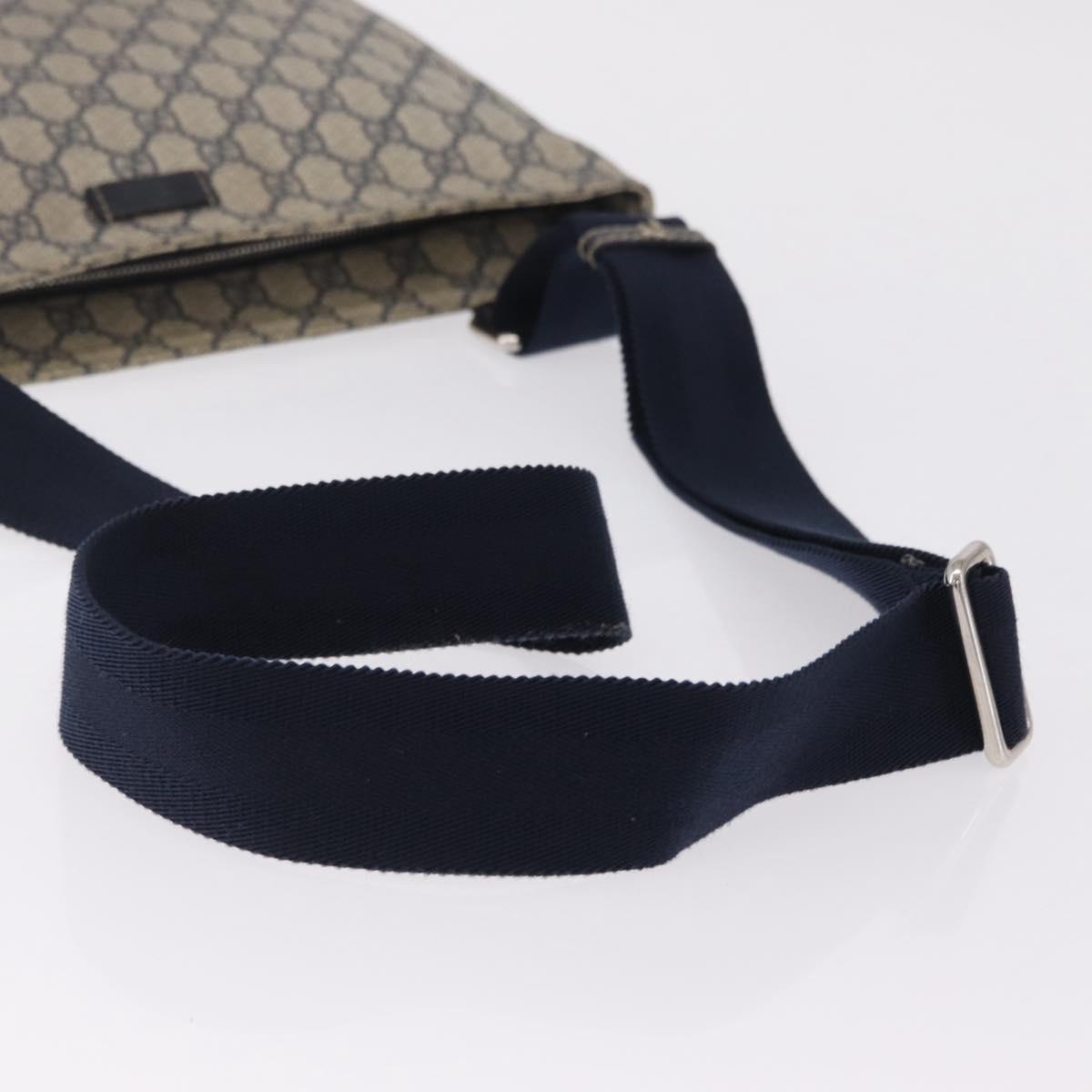 GUCCI GG Supreme Shoulder Bag PVC Navy Silver 201446 Auth 209799A