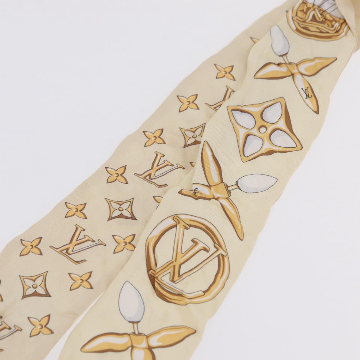 LOUIS VUITTON Bandeau BB Louisette Scarf Silk Beige M79619 LV Auth 209812