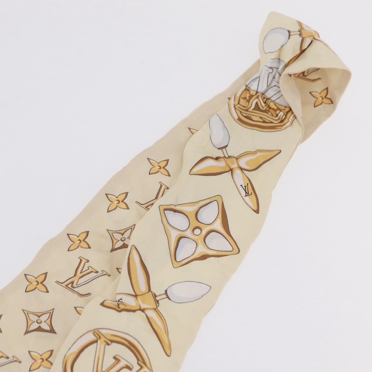 LOUIS VUITTON Bandeau BB Louisette Scarf Silk Beige M79619 LV Auth 209812
