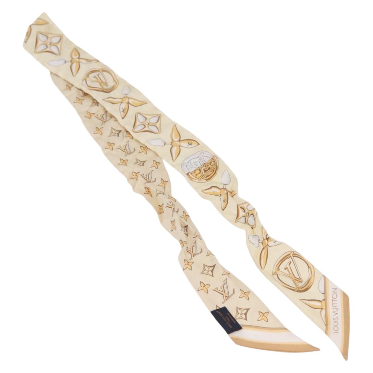 LOUIS VUITTON Bandeau BB Louisette Scarf Silk Beige M79619 LV Auth 209812