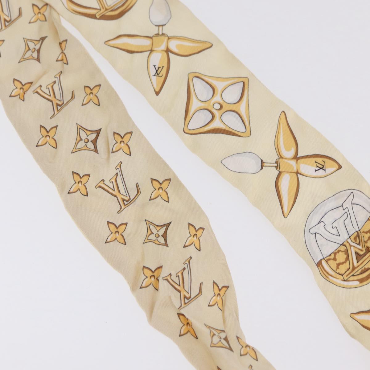 LOUIS VUITTON Bandeau BB Louisette Scarf Silk Beige M79619 LV Auth 209812