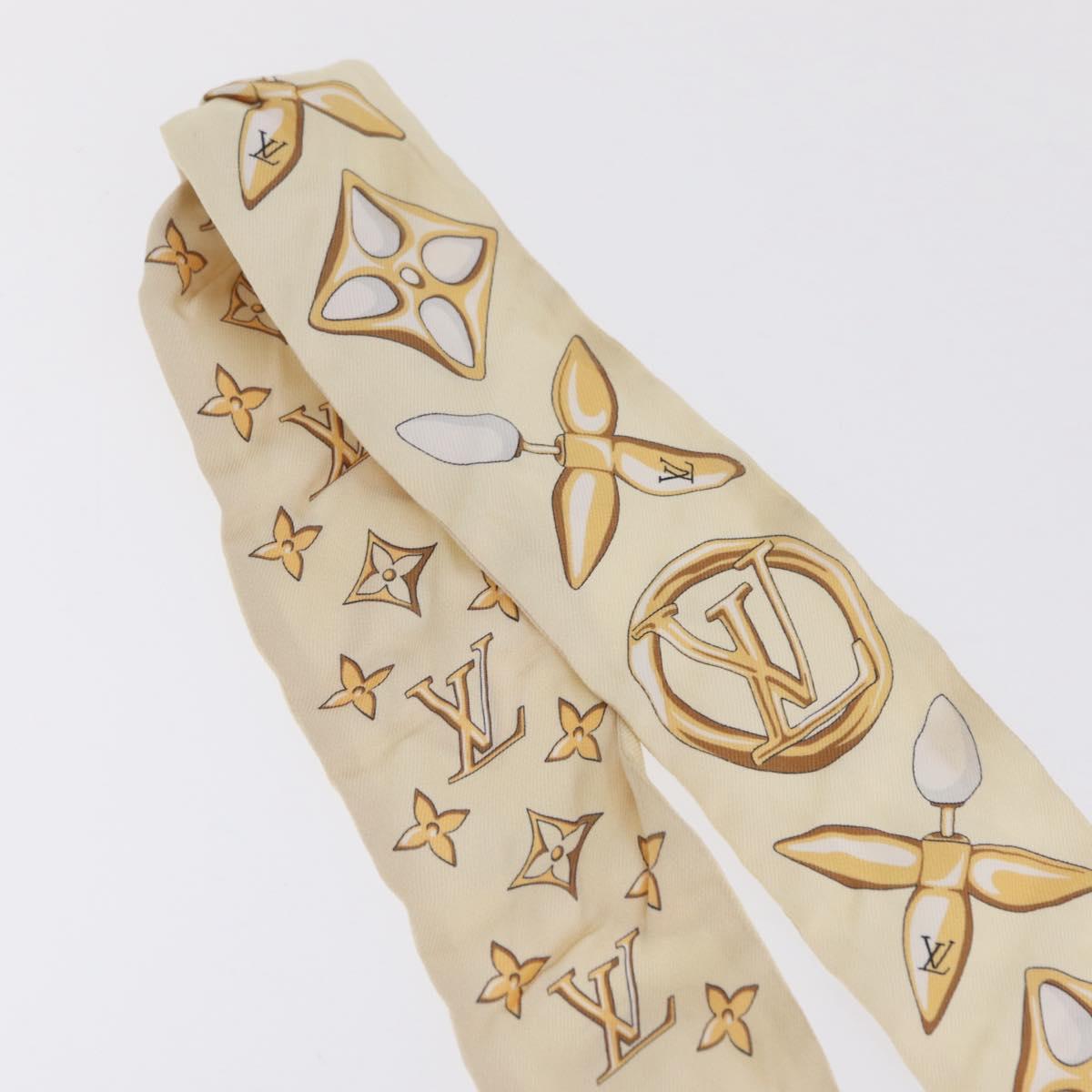LOUIS VUITTON Bandeau BB Louisette Scarf Silk Beige M79619 LV Auth 209812