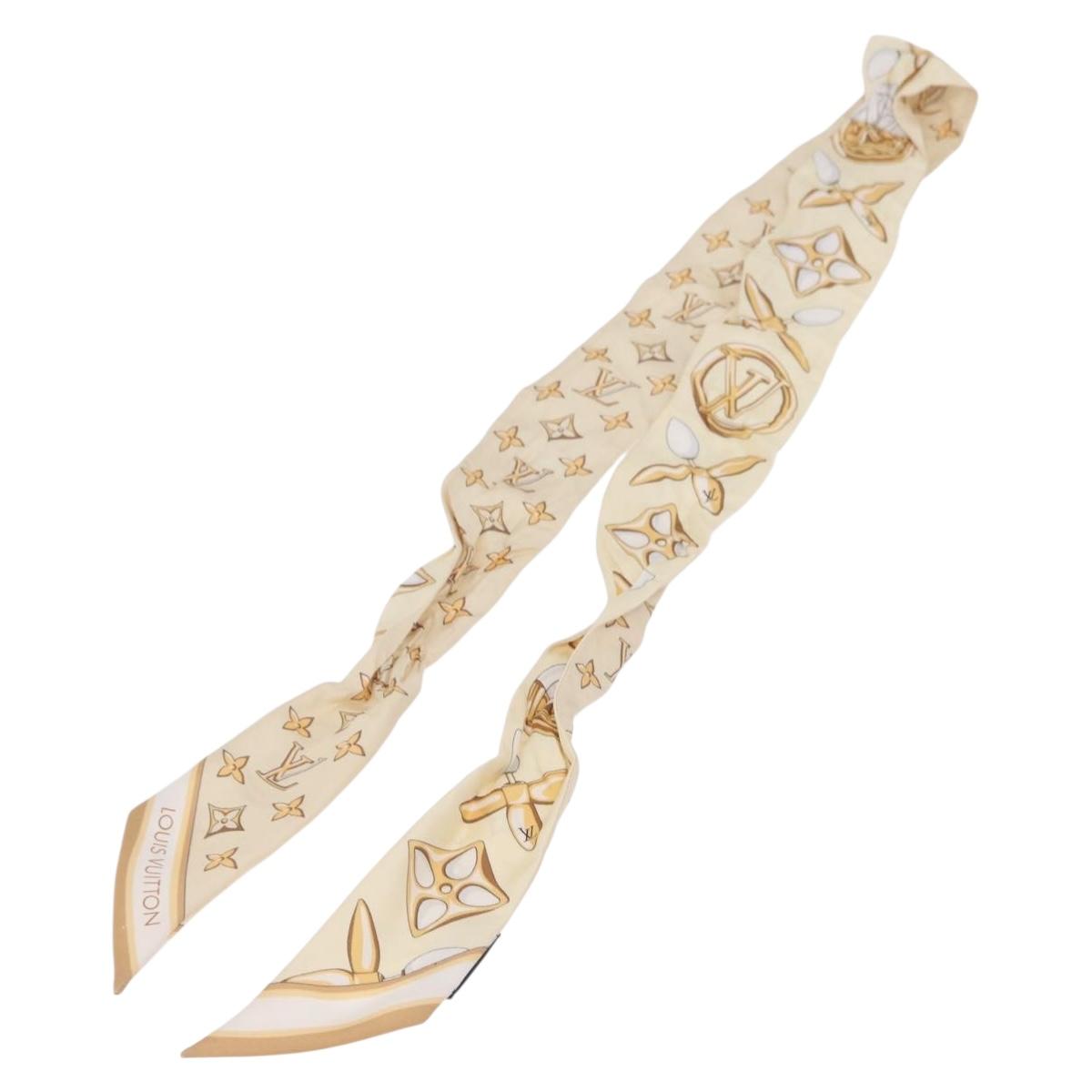 LOUIS VUITTON Bandeau BB Louisette Scarf Silk Beige M79619 LV Auth 209812