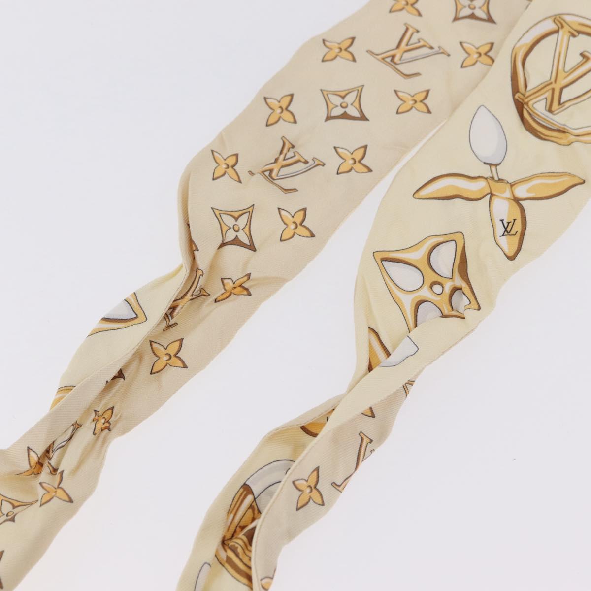 LOUIS VUITTON Bandeau BB Louisette Scarf Silk Beige M79619 LV Auth 209812