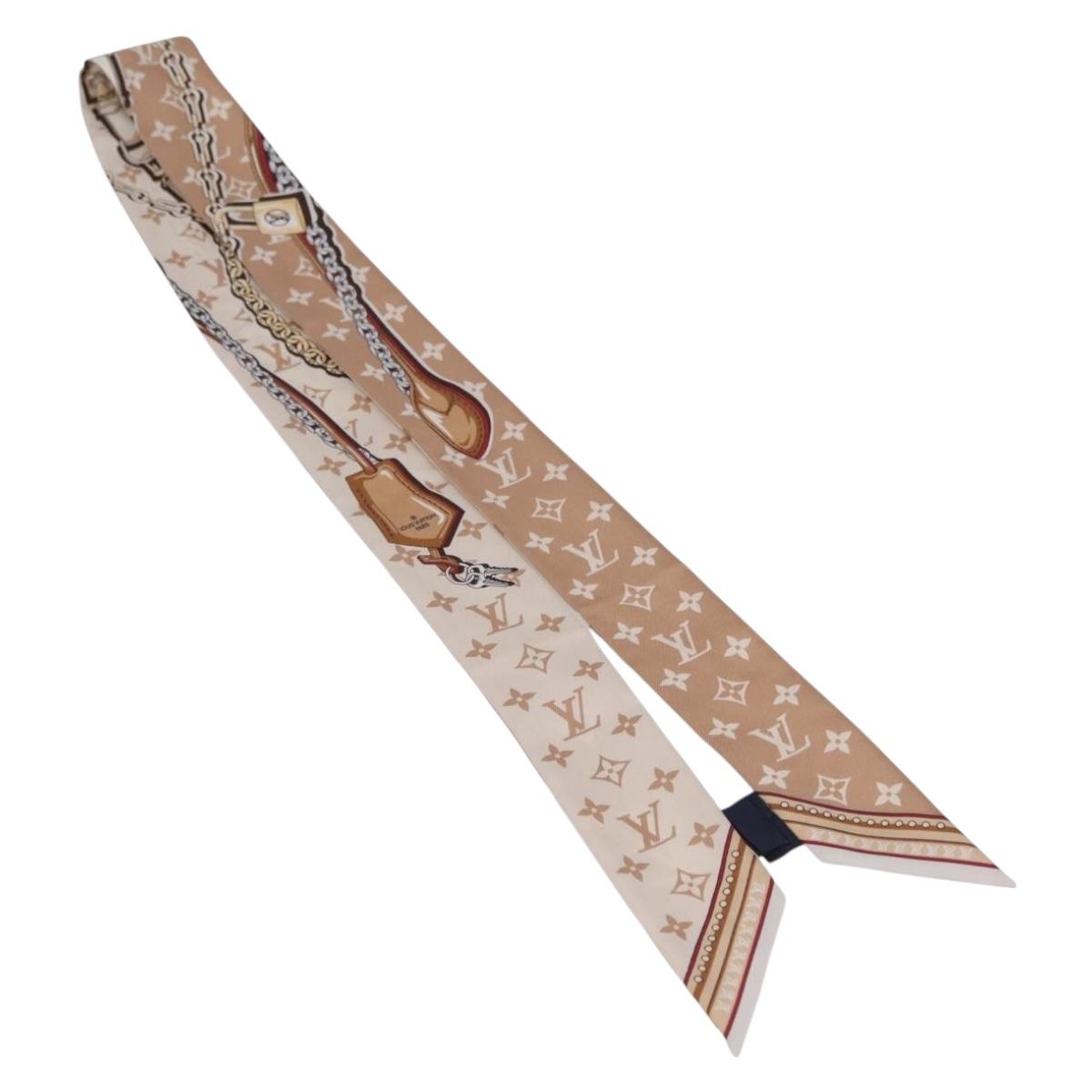 LOUIS VUITTON Bando BB Ultimate Scarf Silk Beige White M79588 LV Auth 209813M