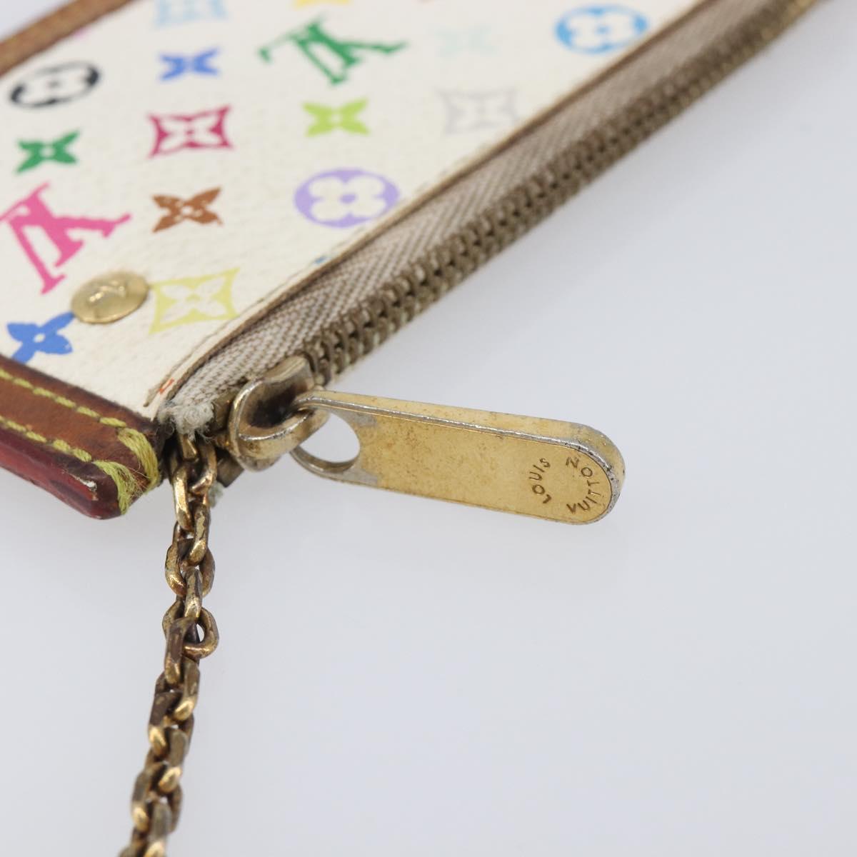 LOUIS VUITTON Monogram Multicolor Pochette Cles Purse White M92655 Auth 209817