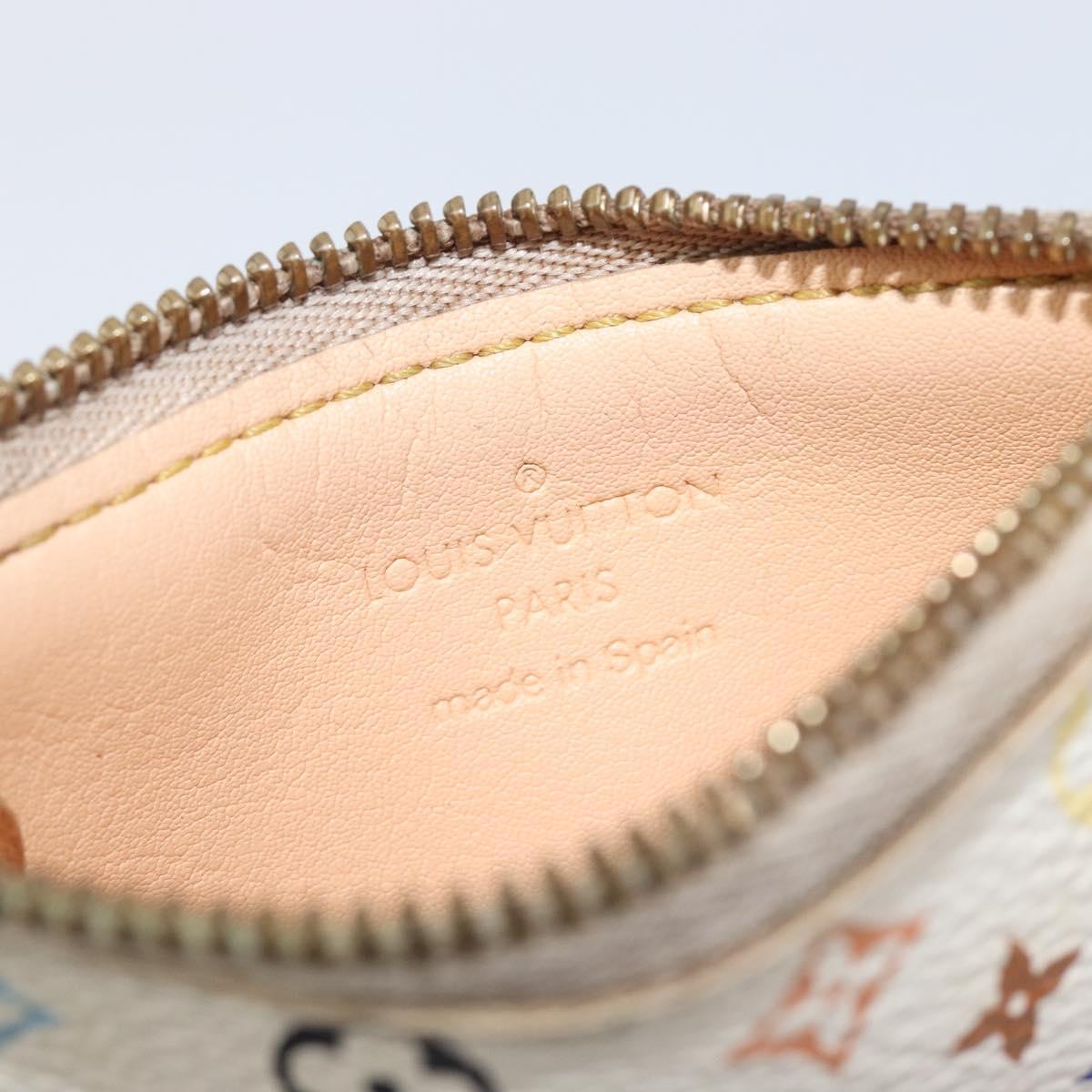 LOUIS VUITTON Monogram Multicolor Pochette Cles Purse White M92655 Auth 209817