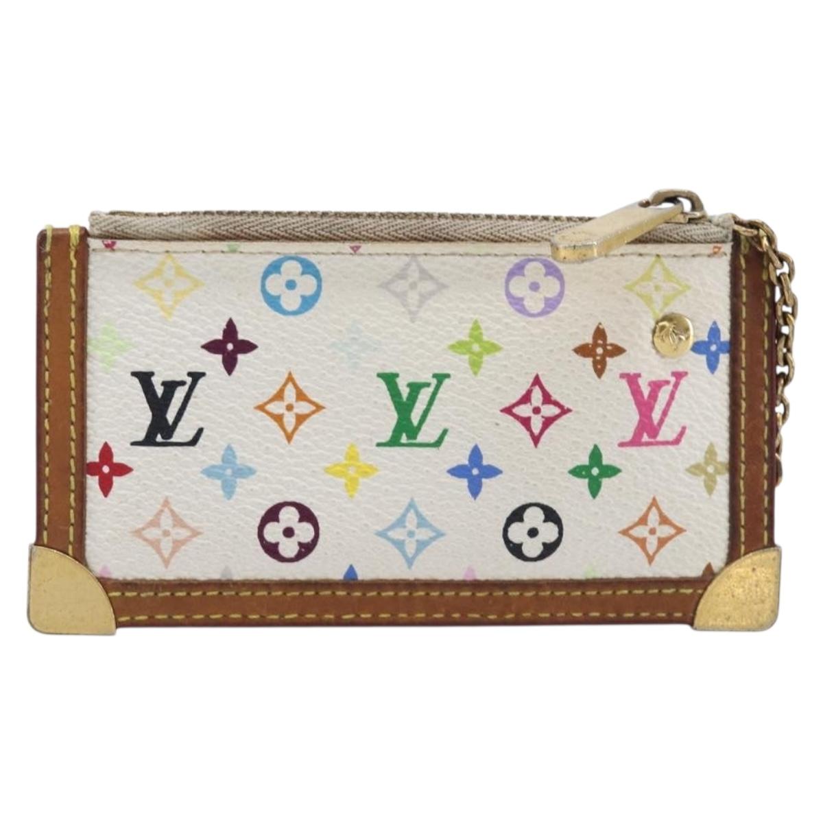 LOUIS VUITTON Monogram Multicolor Pochette Cles Purse White M92655 Auth 209817