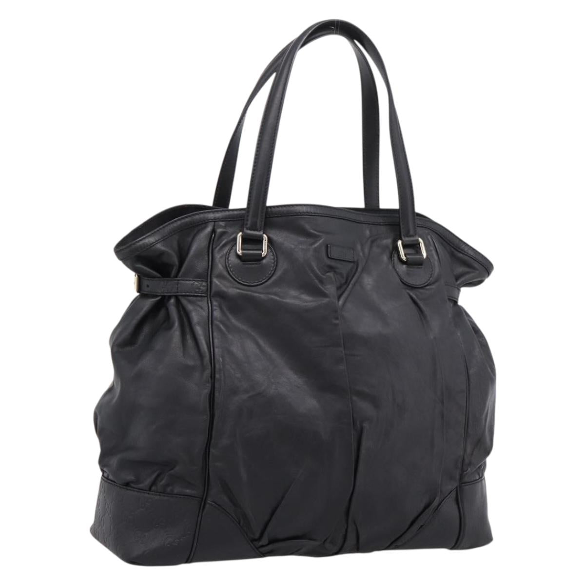 GUCCI GG Canvas Guccissima Tote Bag Leather Black Gold 257290 Auth 209828V