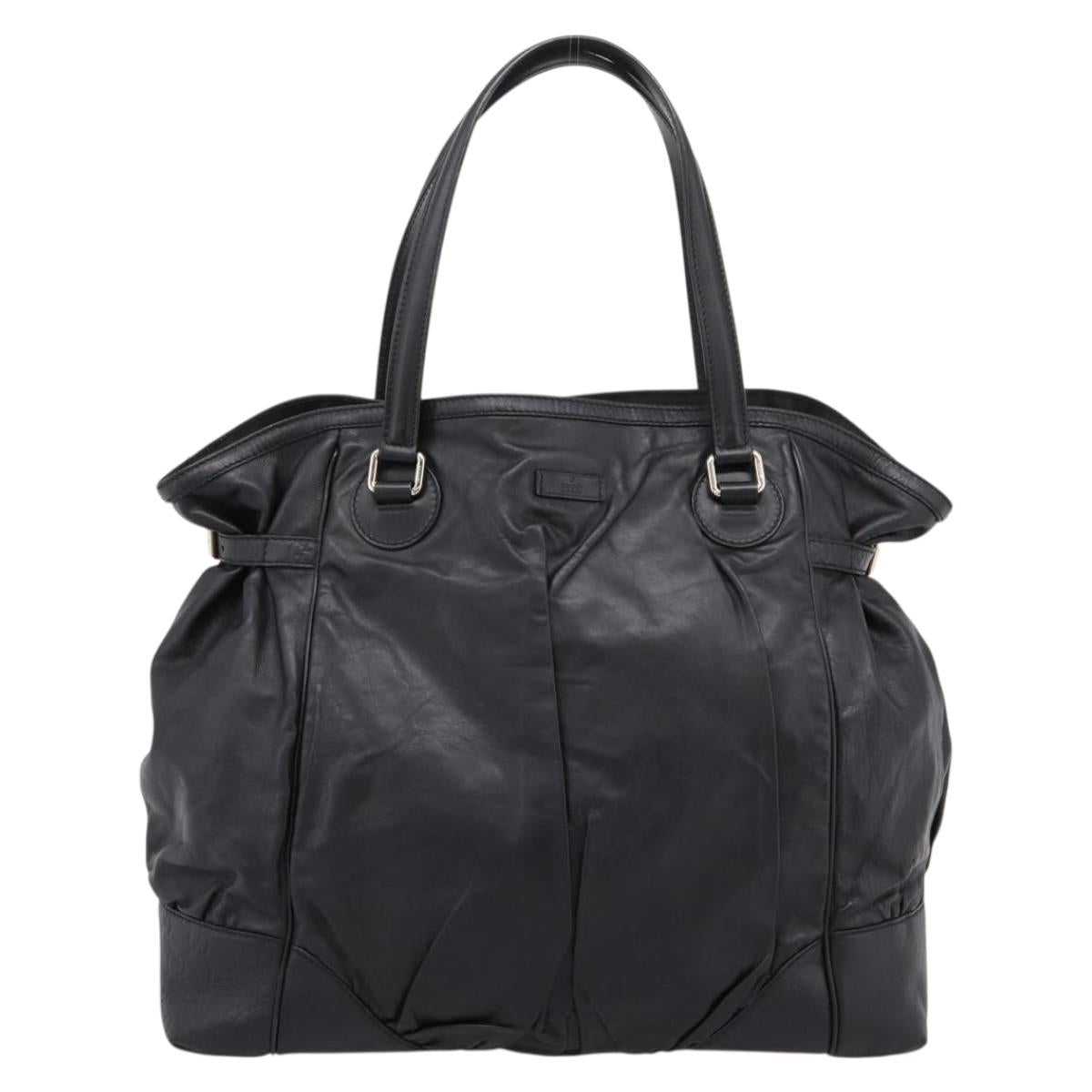 GUCCI GG Canvas Guccissima Tote Bag Leather Black Gold 257290 Auth 209828V