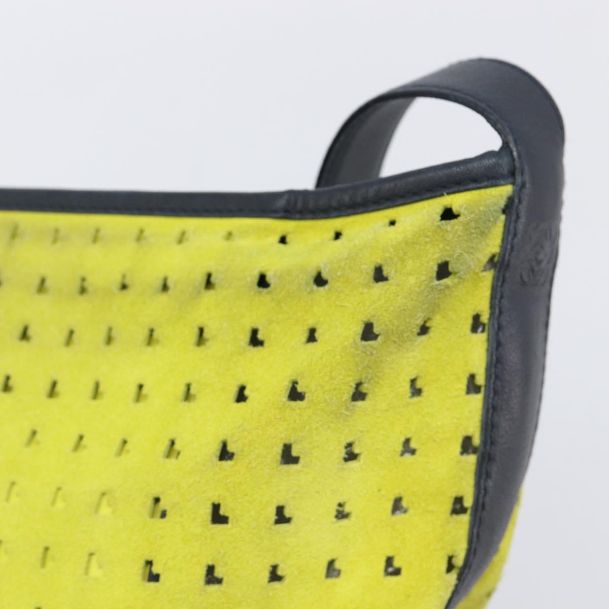 LOEWE Shoulder Bag Suede Yellow Gold Auth 209832