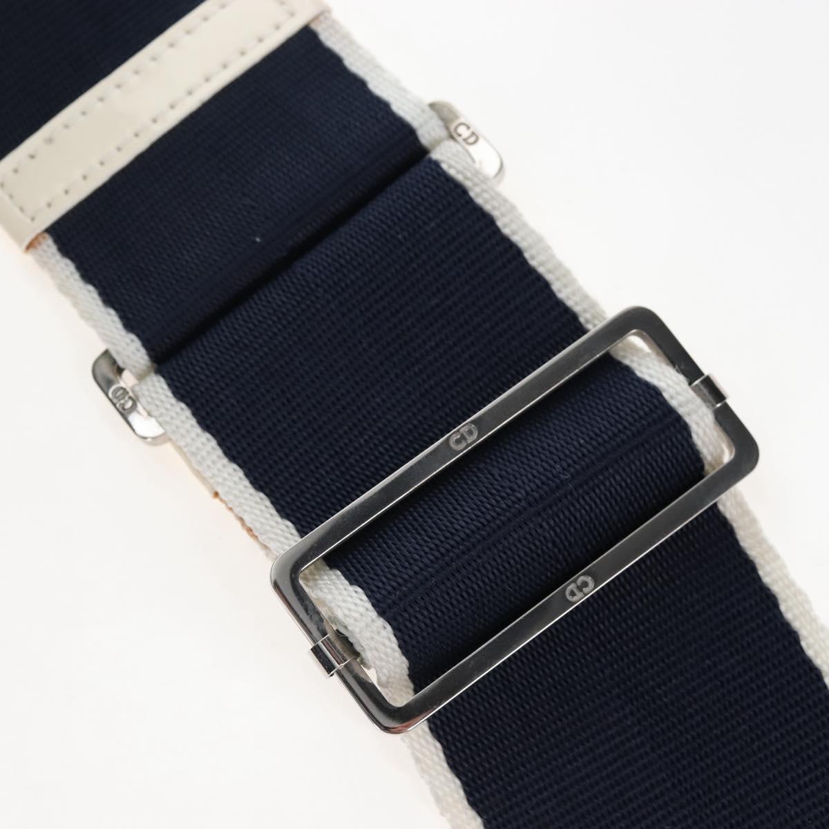 Christian Dior Trotter Canvas Boston Bag PVC 2way Navy Silver Auth 209836V