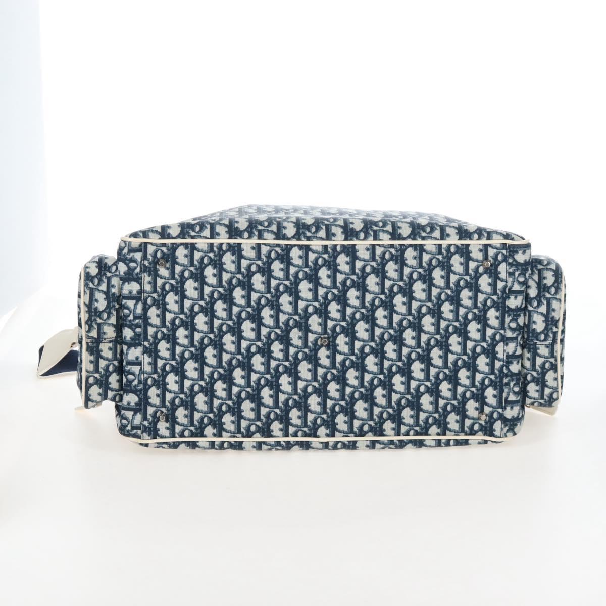 Christian Dior Trotter Canvas Boston Bag PVC 2way Navy Silver Auth 209836V