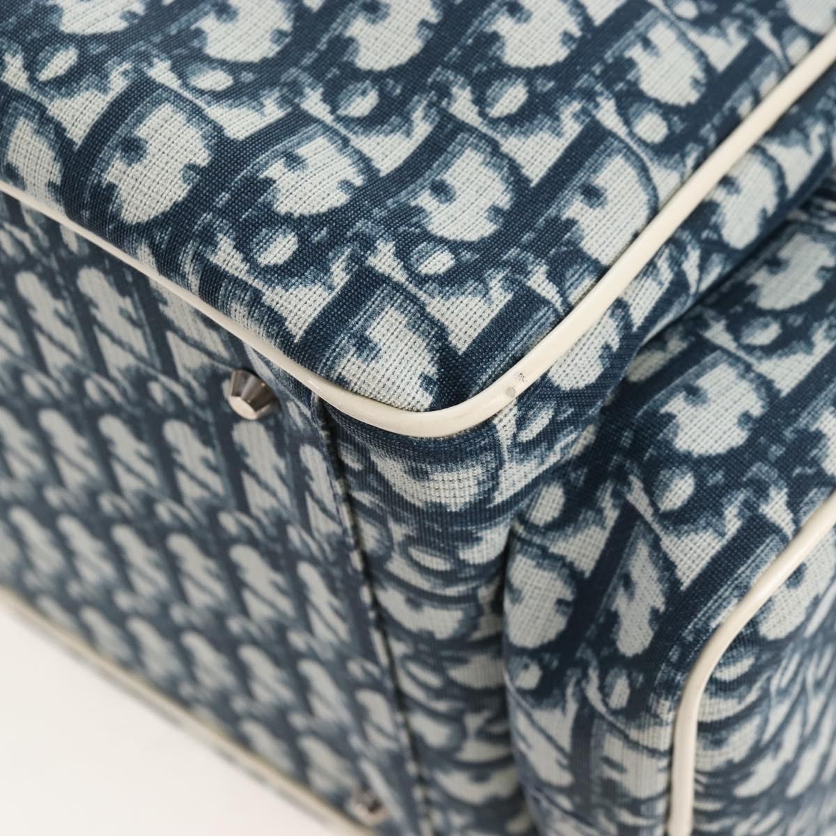 Christian Dior Trotter Canvas Boston Bag PVC 2way Navy Silver Auth 209836V