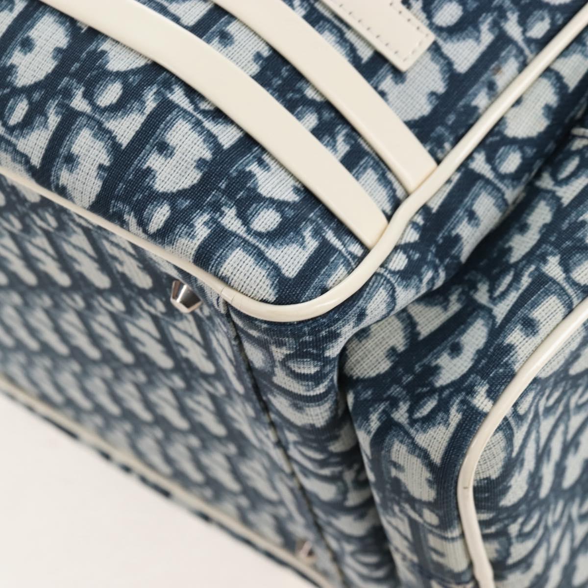 Christian Dior Trotter Canvas Boston Bag PVC 2way Navy Silver Auth 209836V
