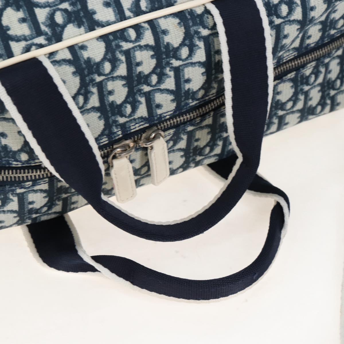 Christian Dior Trotter Canvas Boston Bag PVC 2way Navy Silver Auth 209836V