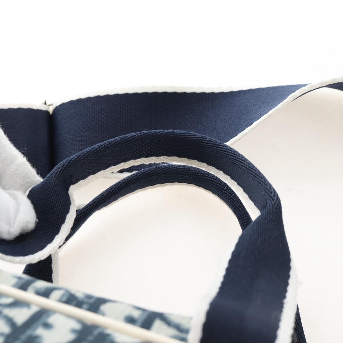 Christian Dior Trotter Canvas Boston Bag PVC 2way Navy Silver Auth 209836V