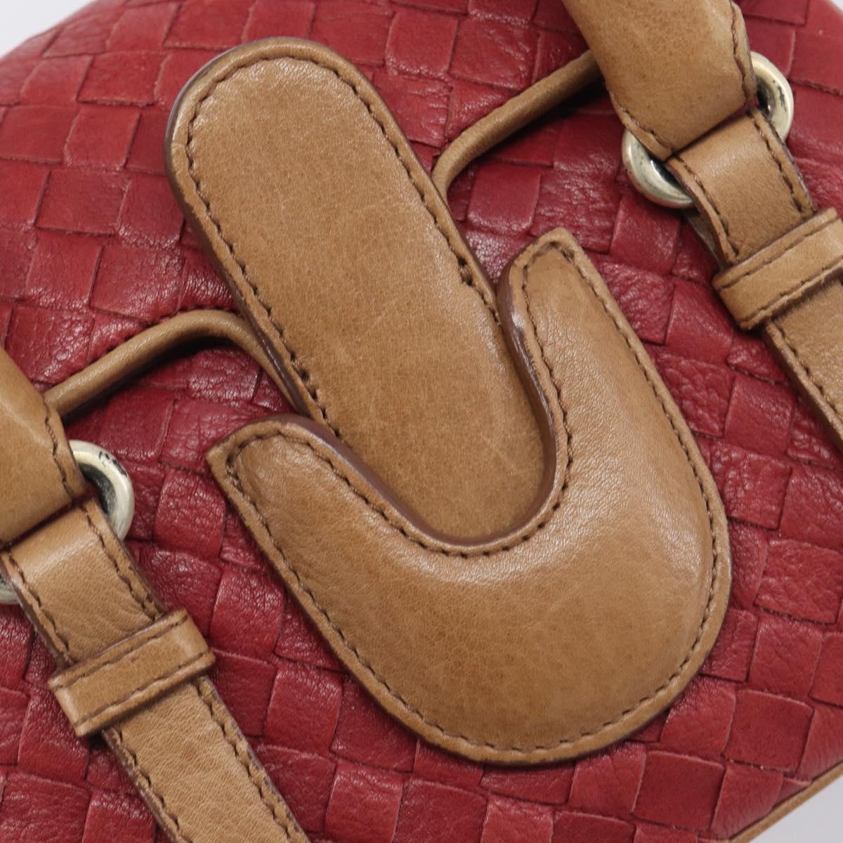 Bottega Veneta INTRECCIATO Hand Bag Leather Outlet Red Gold Auth 209838V