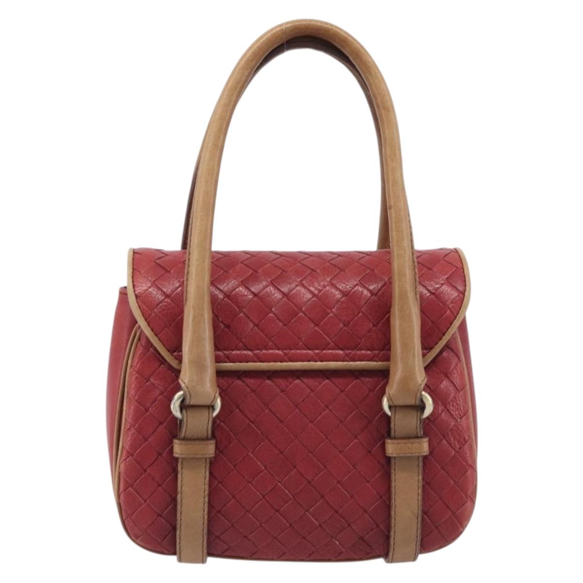 Bottega Veneta INTRECCIATO Hand Bag Leather Outlet Red Gold Auth 209838V