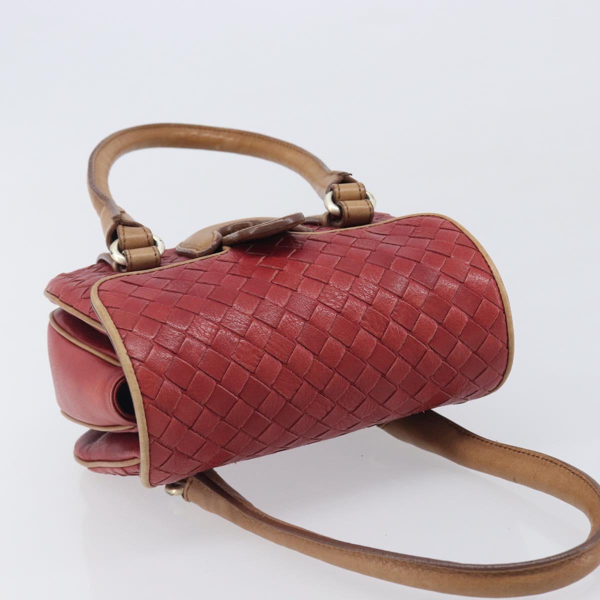 Bottega Veneta INTRECCIATO Hand Bag Leather Outlet Red Gold Auth 209838V