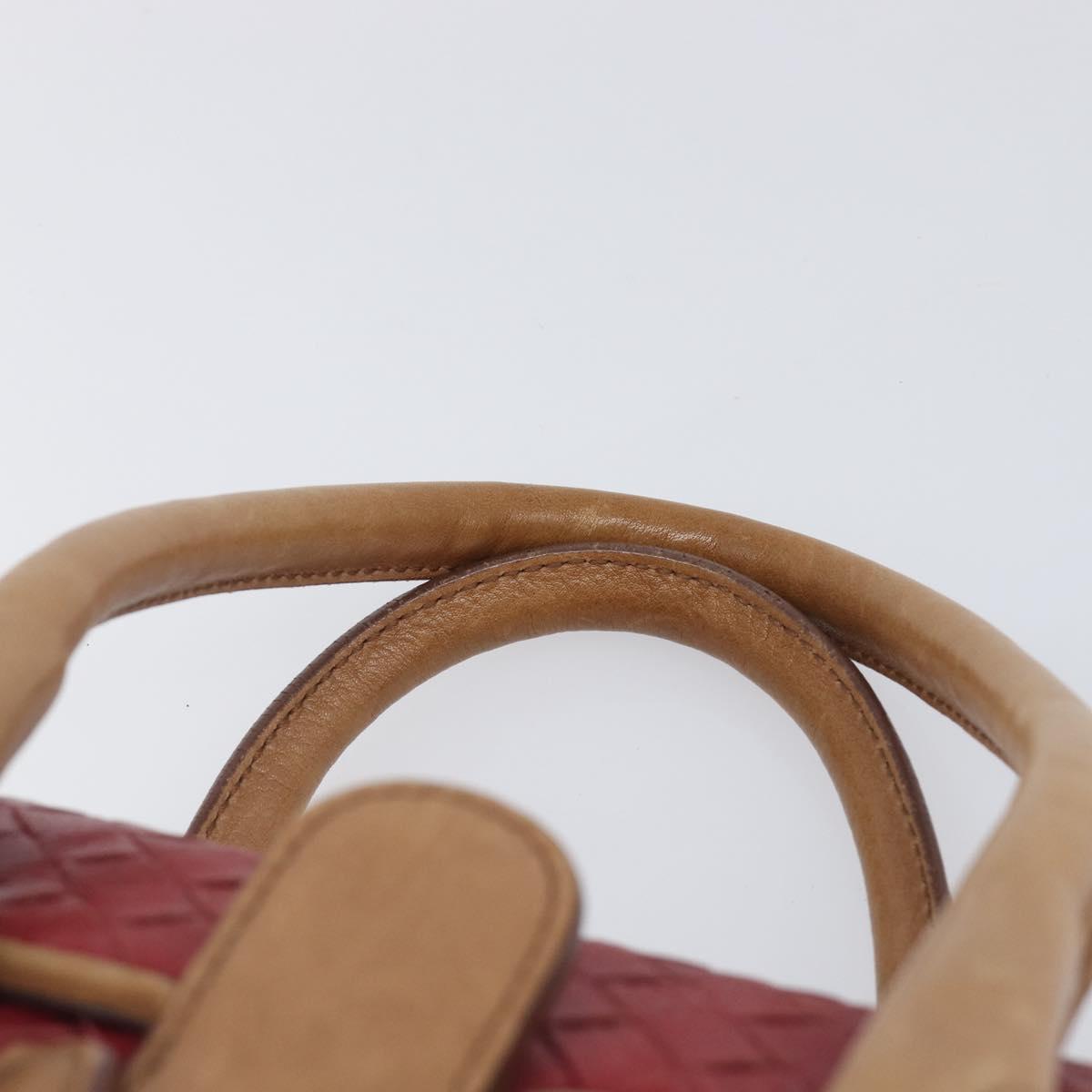Bottega Veneta INTRECCIATO Hand Bag Leather Outlet Red Gold Auth 209838V