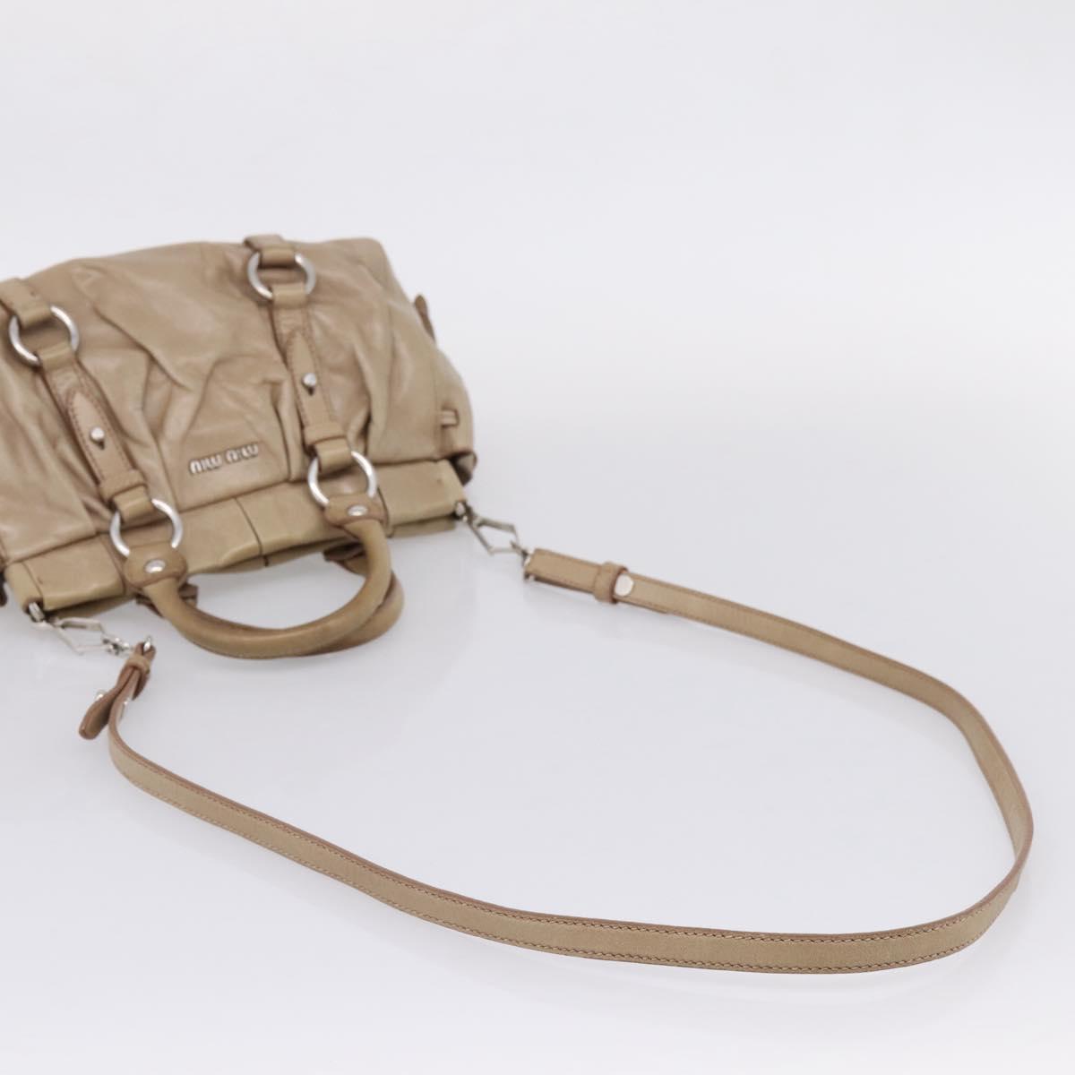 Miu Miu Hand Bag Vitellolux 2way Beige Silver Auth 209843V