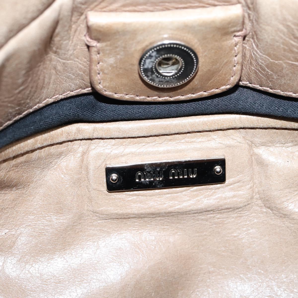 Miu Miu Hand Bag Vitellolux 2way Beige Silver Auth 209843V