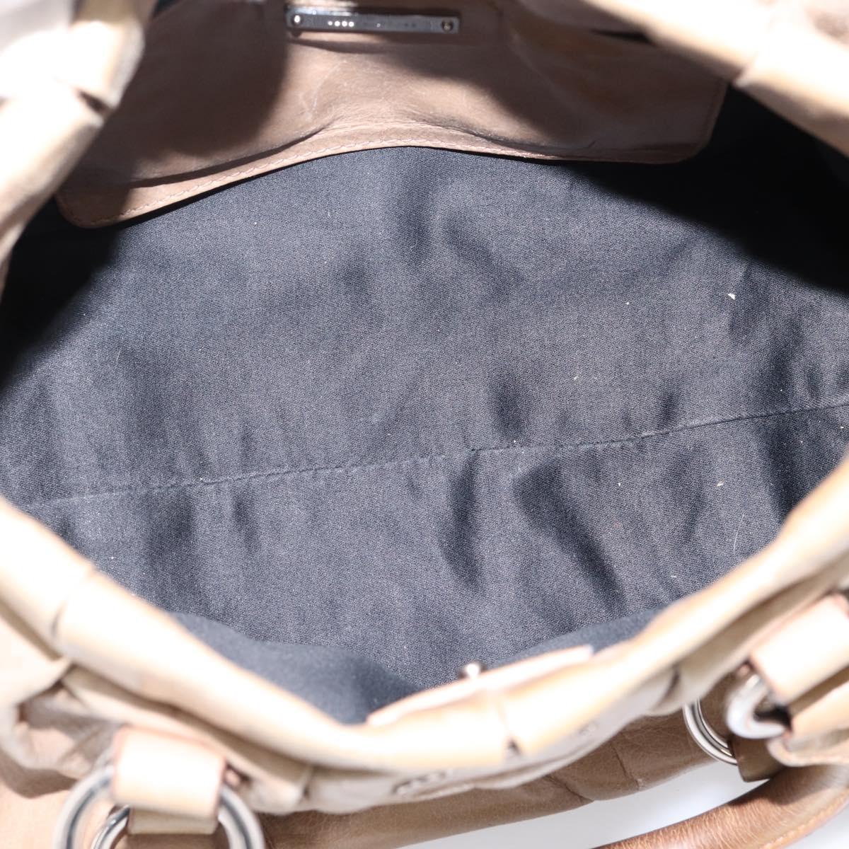 Miu Miu Hand Bag Vitellolux 2way Beige Silver Auth 209843V