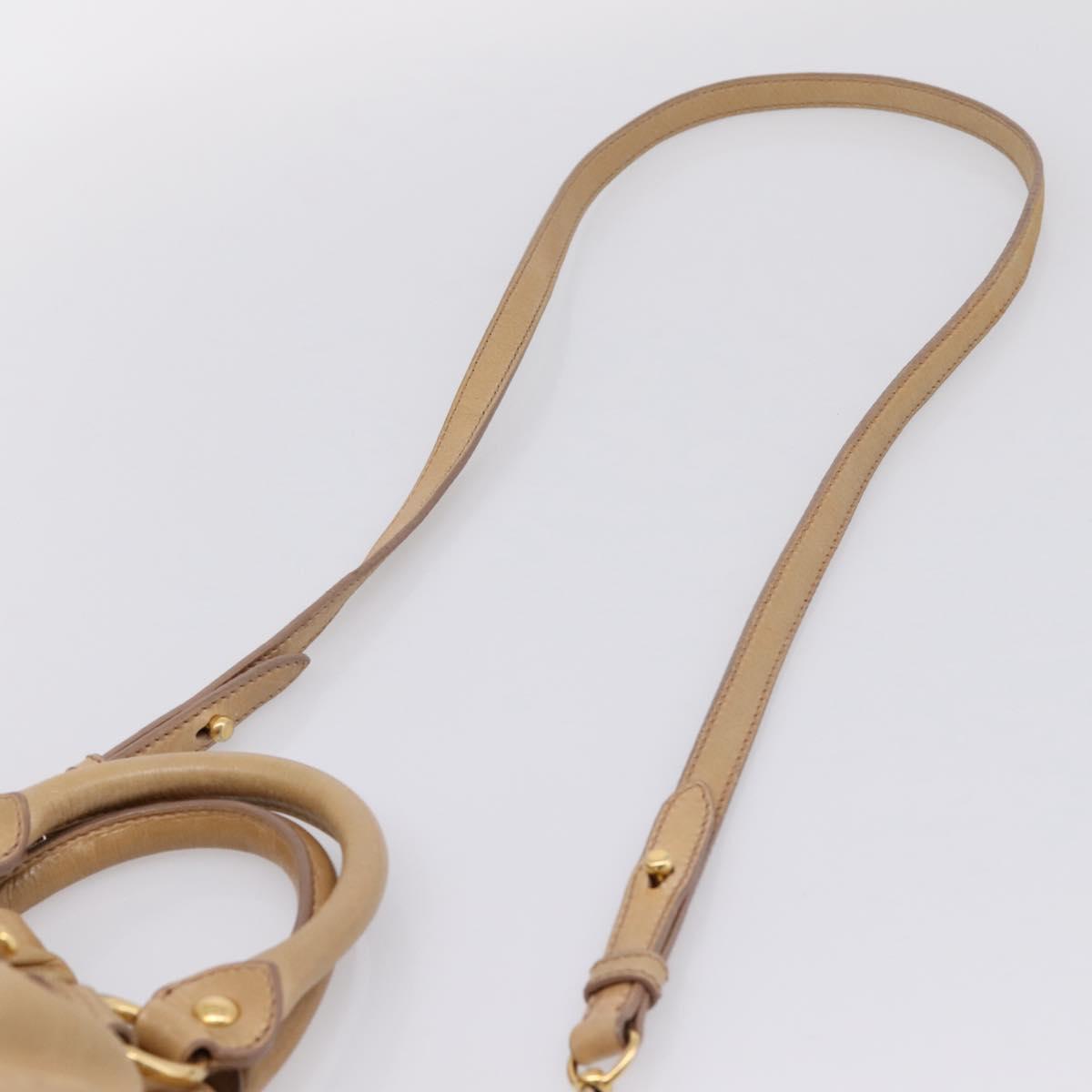 Miu Miu Hand Bag Vitellolux 2way Beige Gold Auth 209844V