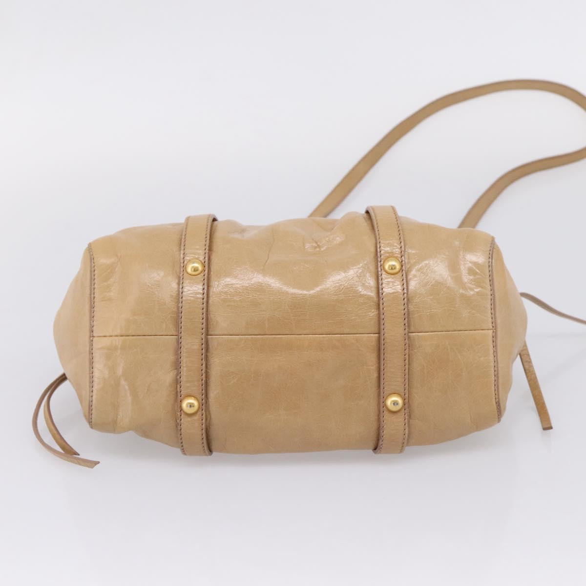 Miu Miu Hand Bag Vitellolux 2way Beige Gold Auth 209844V