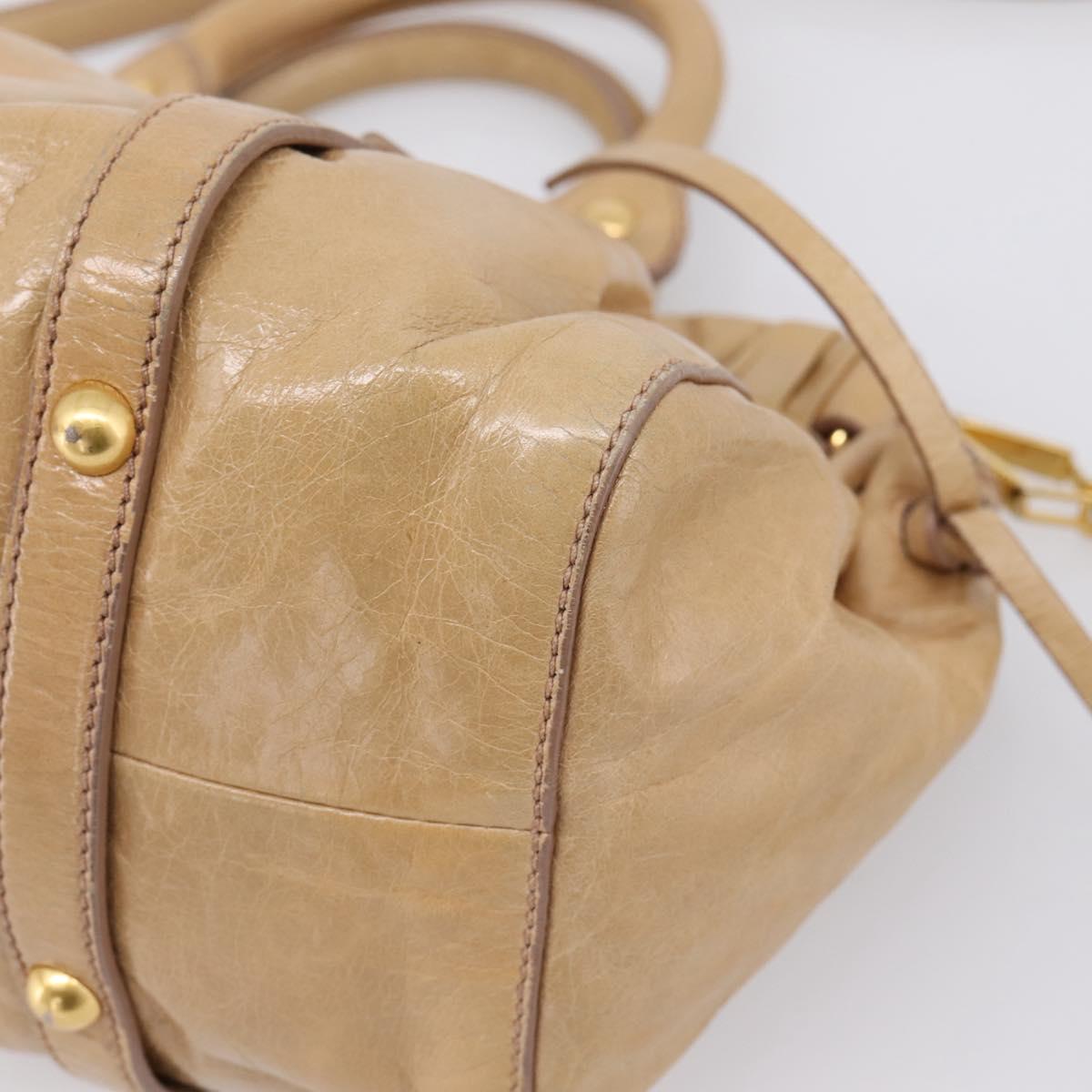 Miu Miu Hand Bag Vitellolux 2way Beige Gold Auth 209844V