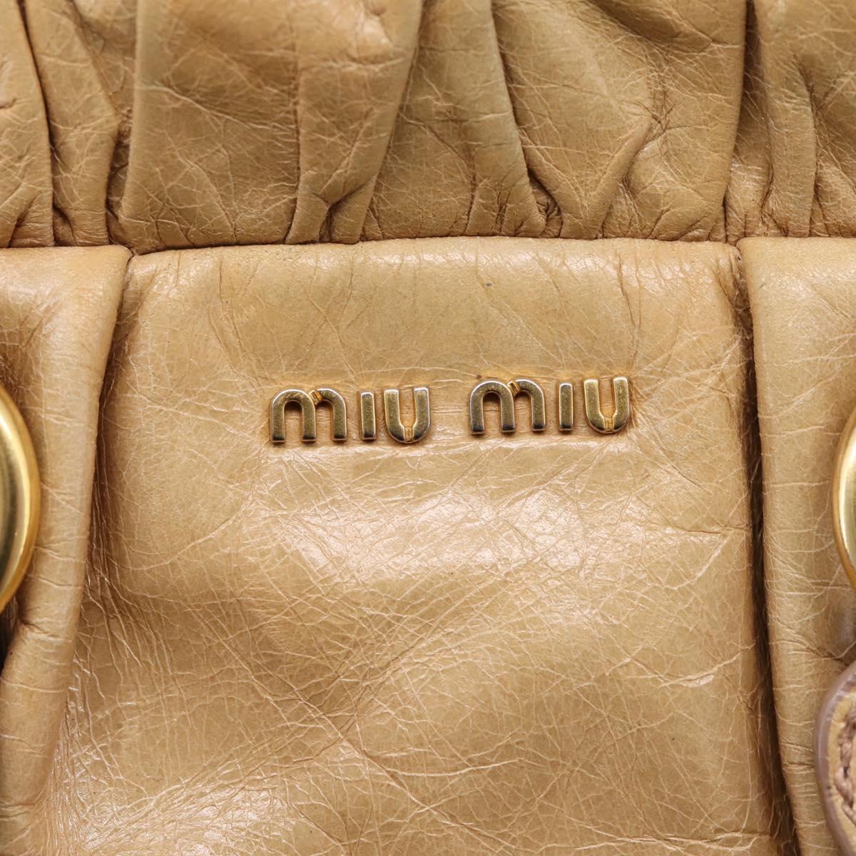 Miu Miu Hand Bag Vitellolux 2way Beige Gold Auth 209844V