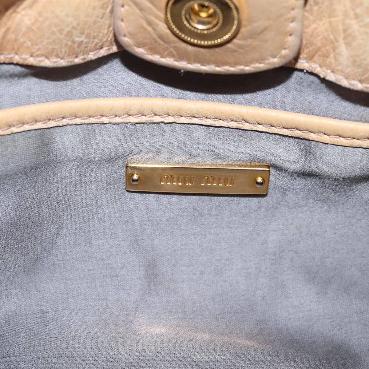 Miu Miu Hand Bag Vitellolux 2way Beige Gold Auth 209844V