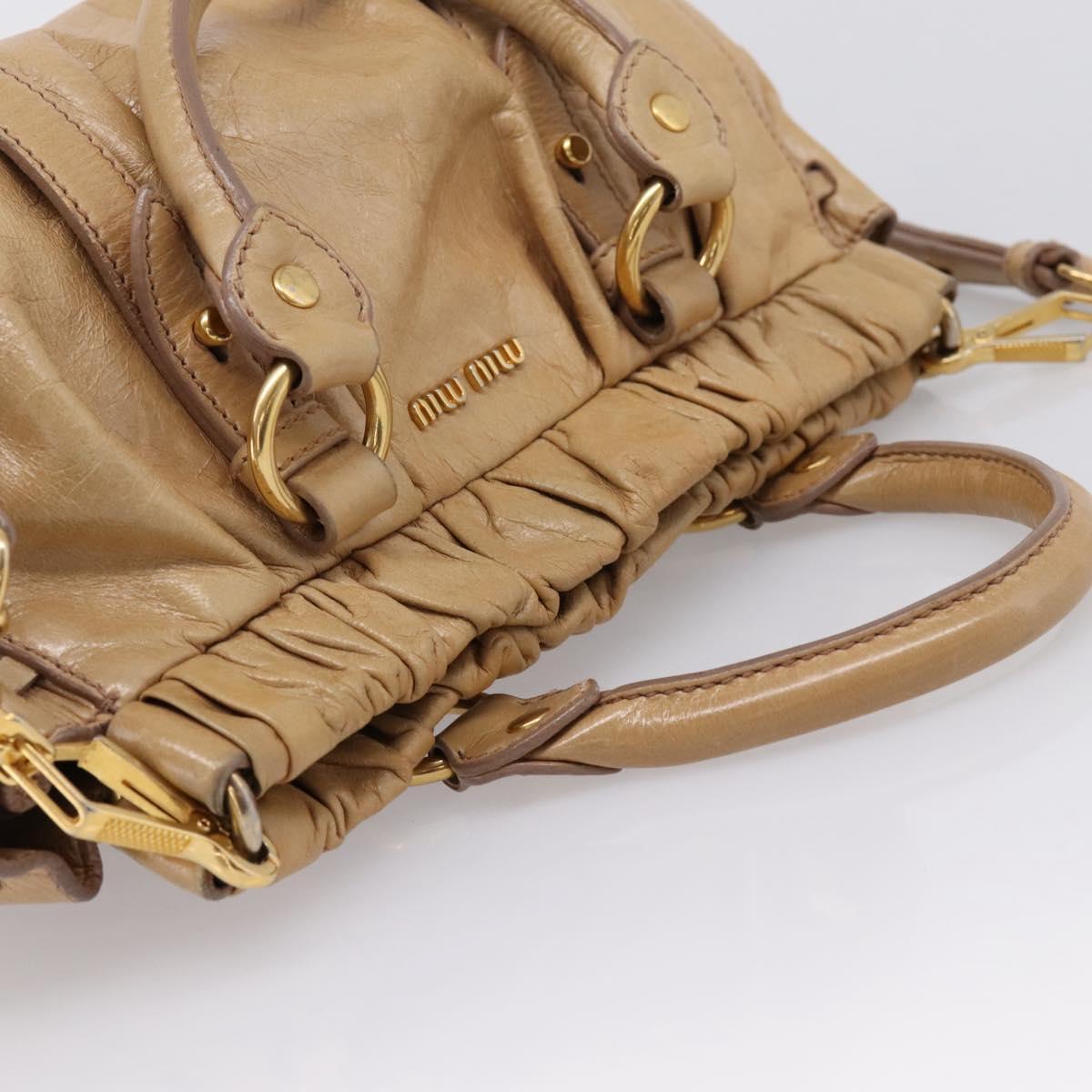Miu Miu Hand Bag Vitellolux 2way Beige Gold Auth 209844V