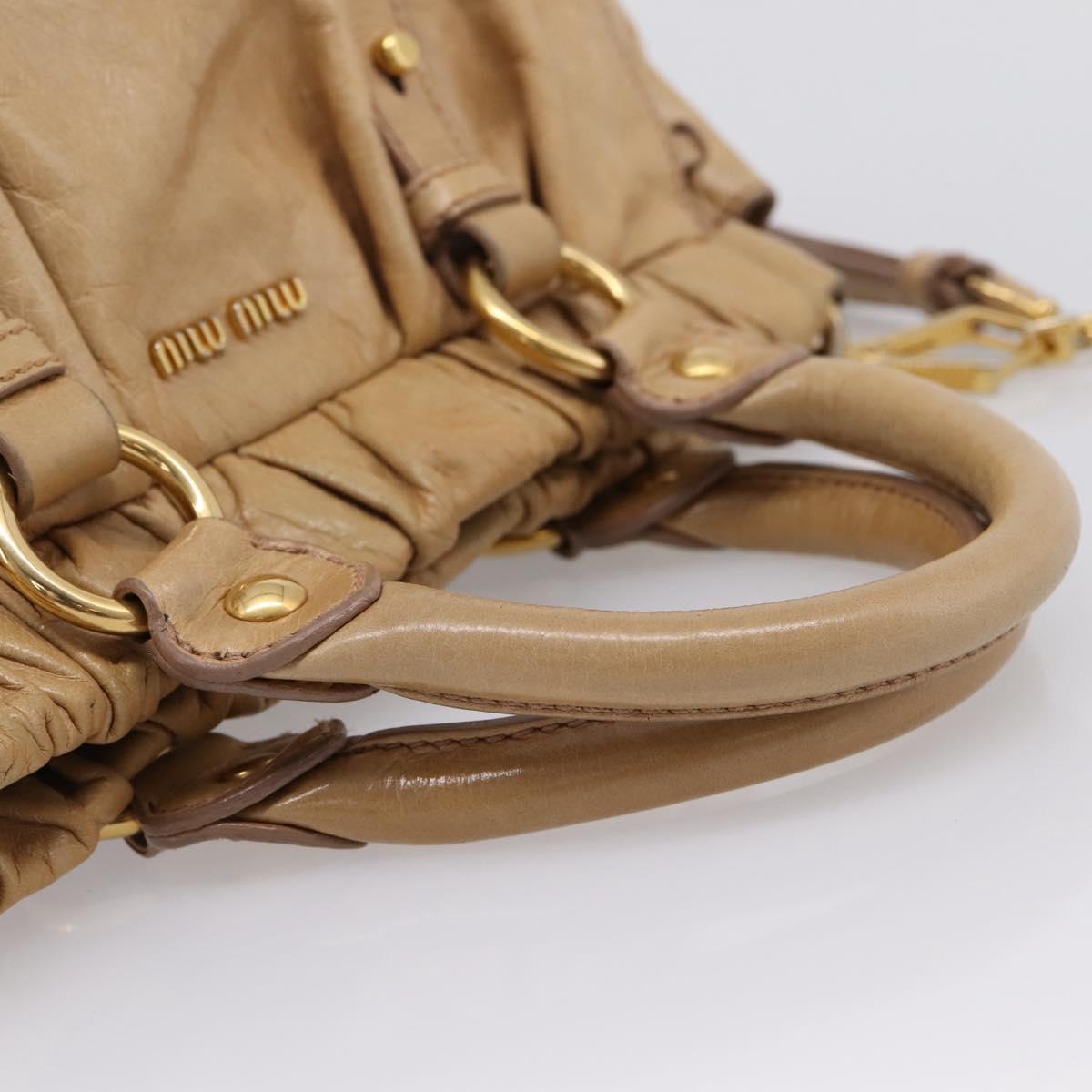 Miu Miu Hand Bag Vitellolux 2way Beige Gold Auth 209844V