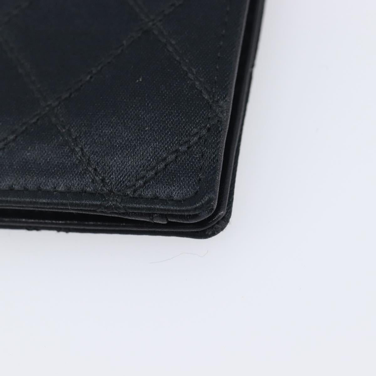 CHANEL Bicolore Card Case Satin Black Gold CC Auth 209845V