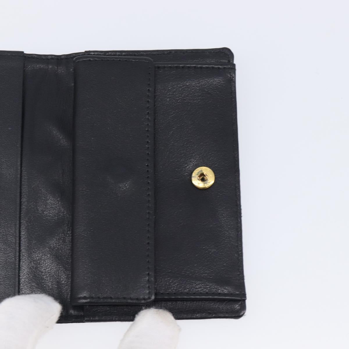 CHANEL Bicolore Card Case Satin Black Gold CC Auth 209845V